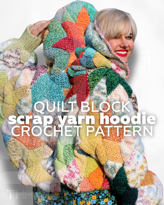 Quilted Crochet Sweater with Hood PDF Pattern